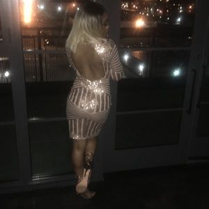 White and Gold Sequins Dress